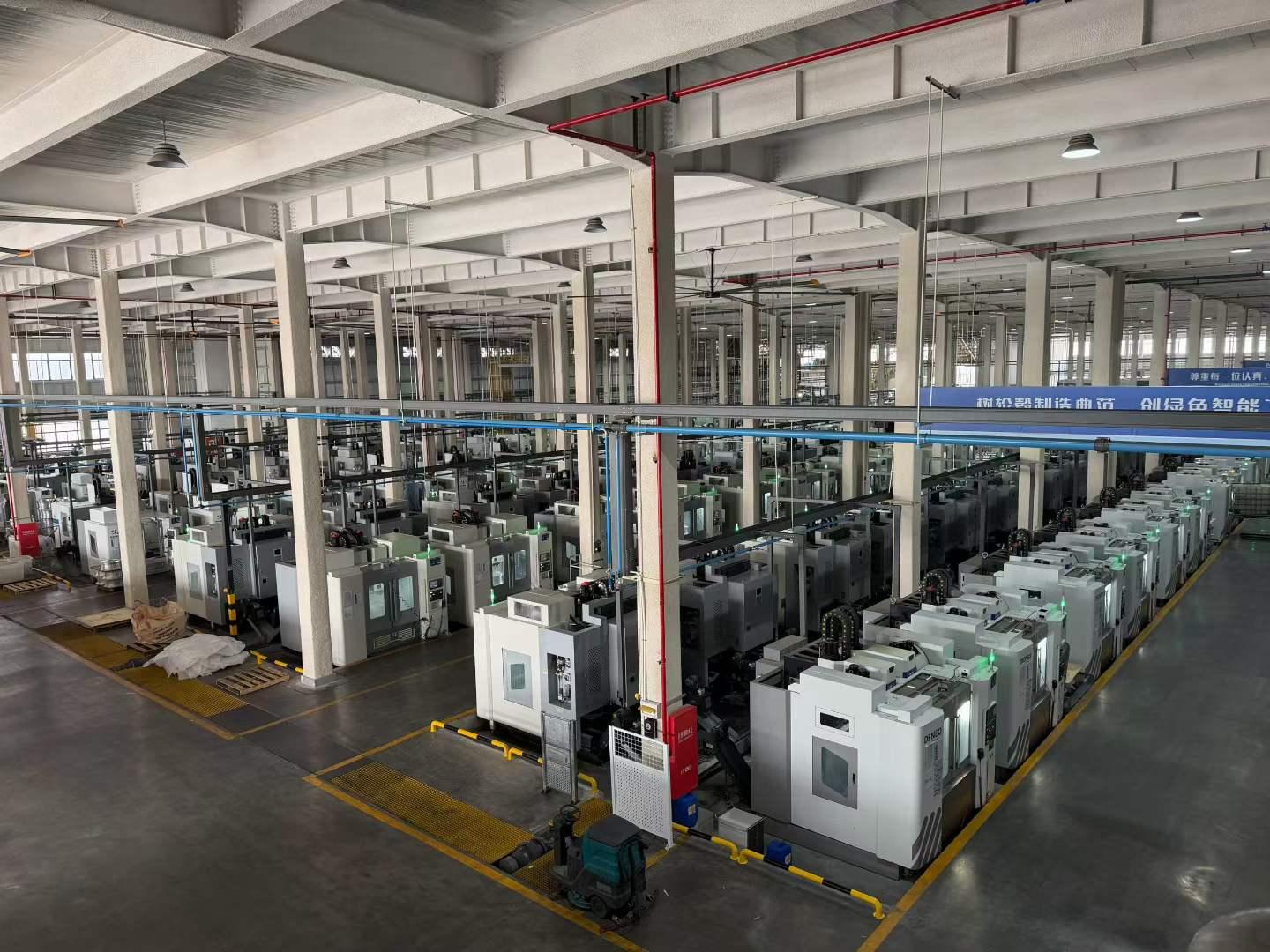 Machines lined up inside the manufacturing facility